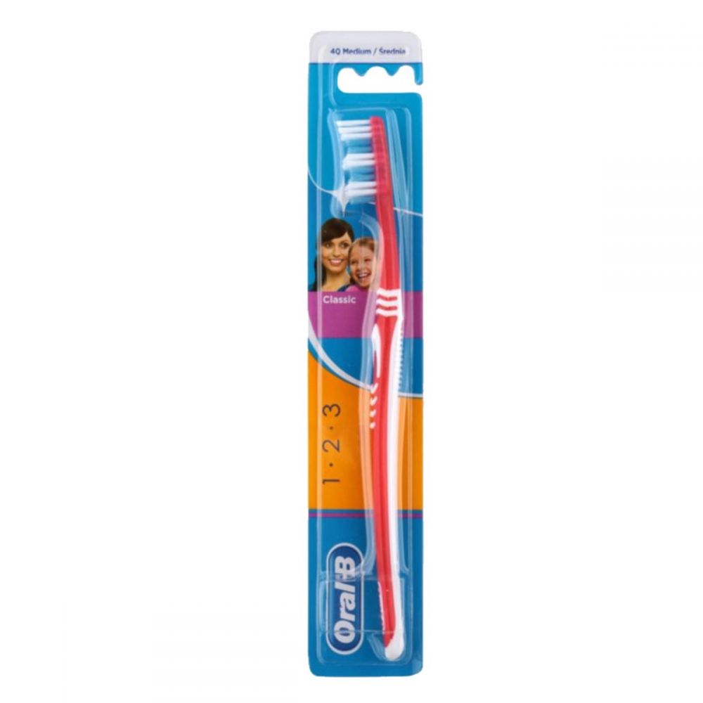 ΟΔΟΝΤΟΒΟΥΡΤΣΑ ORAL-B 1-2-3 CLASSIC ΚΟΚΚΙΝΗ ΜΕΤΡΙΑ