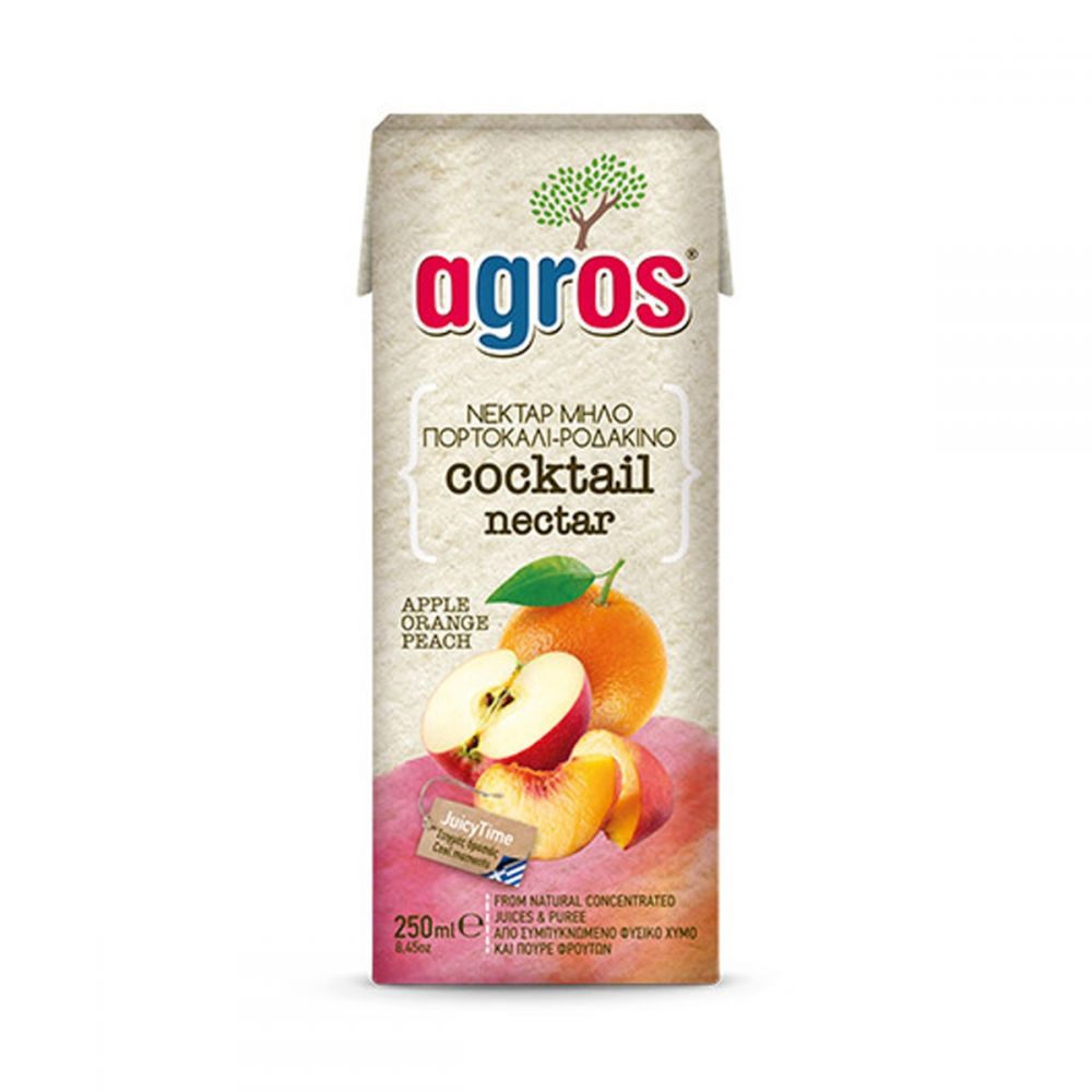 ΧΥΜΟΣ AGROS ΜΗΛΟ-ΠΟΡΤΟΚΑΛΙ-ΡΟΔΑΚΙΝΟ 250ml 