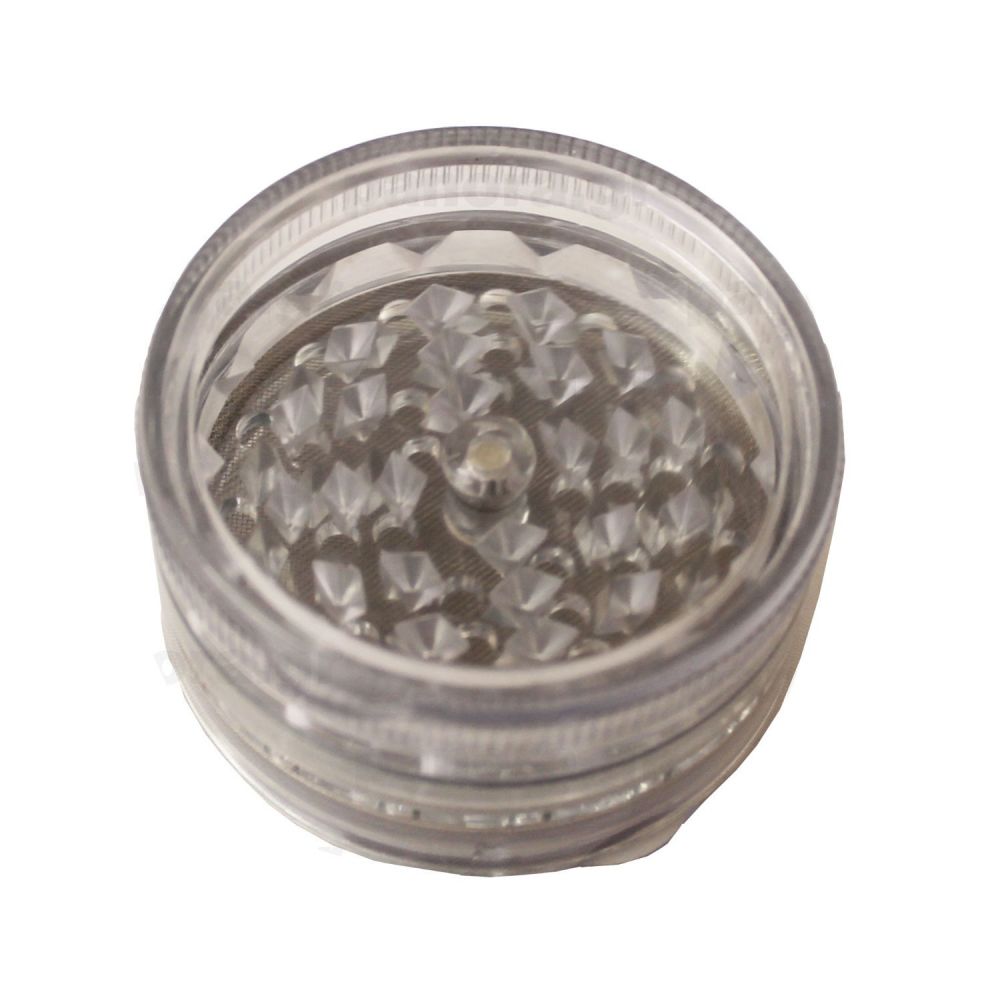 ΤΡΙΦΤΗΣ-GRINDER ΠΛΑΣΤΙΚΟΣ 60 Χ 33mm 2 ΘΕΣΕΩΝ ΔΙΑΦΑΝΟΣ