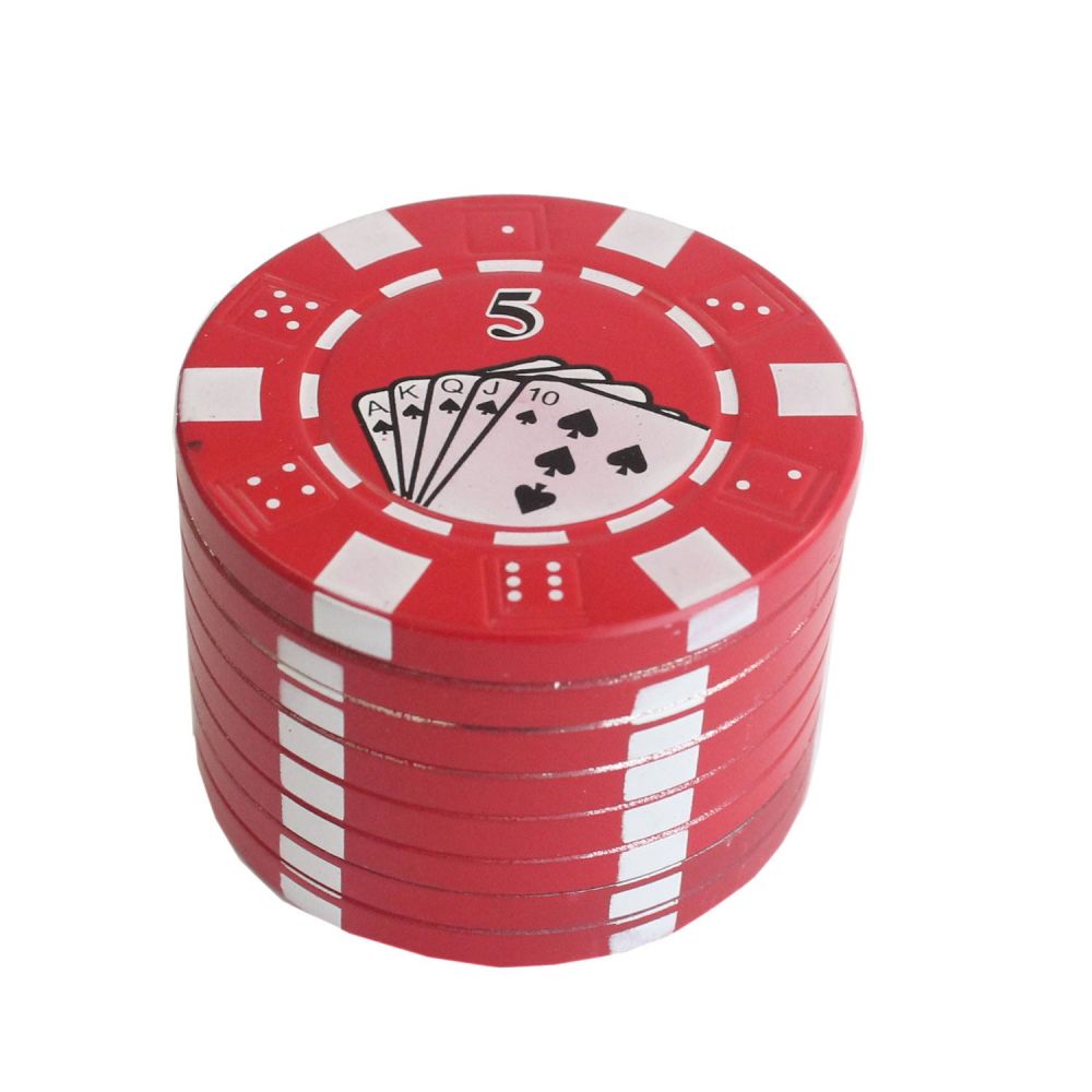 ΤΡΙΦΤΗΣ-GRINDER ΜΕΤΑΛΛΙΚΟΣ POKER CHIP 42mm ΚΟΚΚΙΝΟΣ