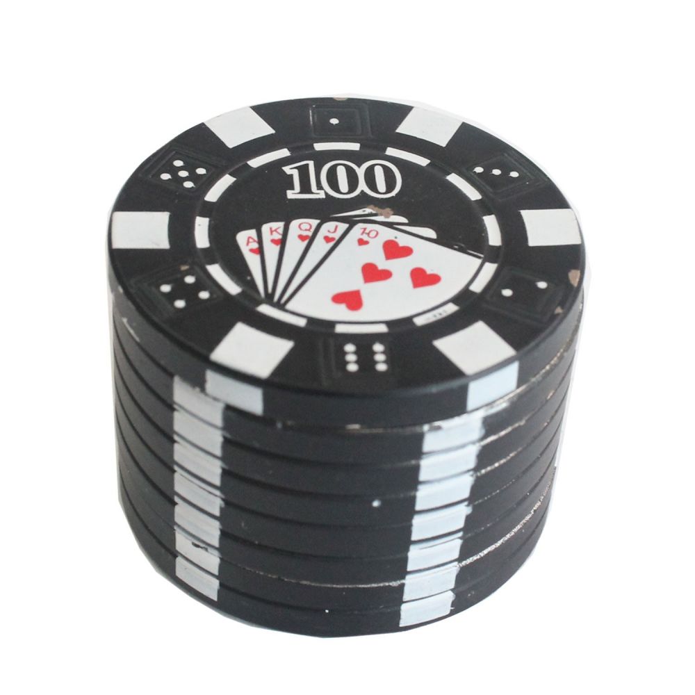ΤΡΙΦΤΗΣ-GRINDER ΜΕΤΑΛΛΙΚΟΣ POKER CHIP 42mm ΜΑΥΡΟΣ