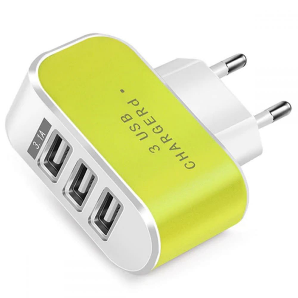 ΑΝΤΑΠΤΟΡΑΣ ΦΟΡΤΙΣΤΗ 3 ΘΕΣΕΩΝ USB ΠΡΑΣΙΝΟΣ GloboStar ΥΥ-5