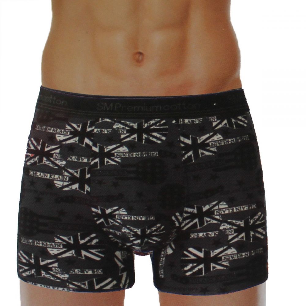 BOXER SMPREMIUM ΓΚΡΙ ΣΚΟΥΡΟ ΜΕ ΕΛΑΣΤΙΚΕΣ ΜΙΚΡΟΪΝΕΣ-XXL